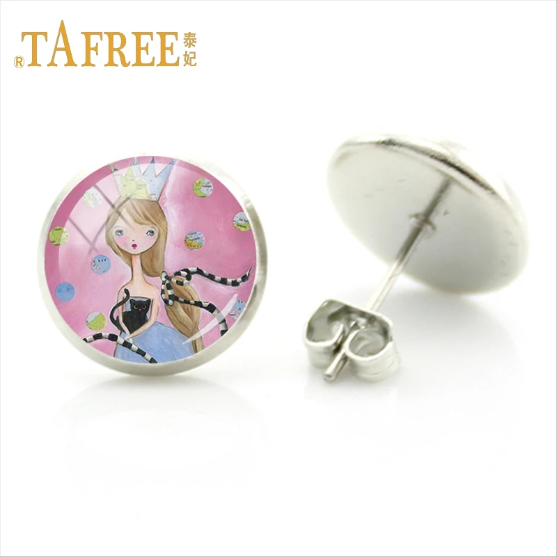 Женские серьги гвоздики с рисунком TAFREE изысканные Винтажные ювелирные изделия