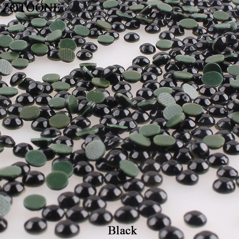 Черные стразы ZOTOONE с плоской задней поверхностью из смолы Стразы для ногтей