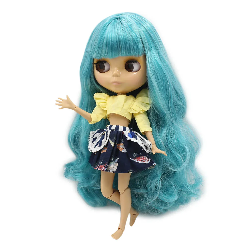 Ледяной DBS шарнирная кукла Blyth Длинное Зеленое Aquamarince смесь белого цвета волос с