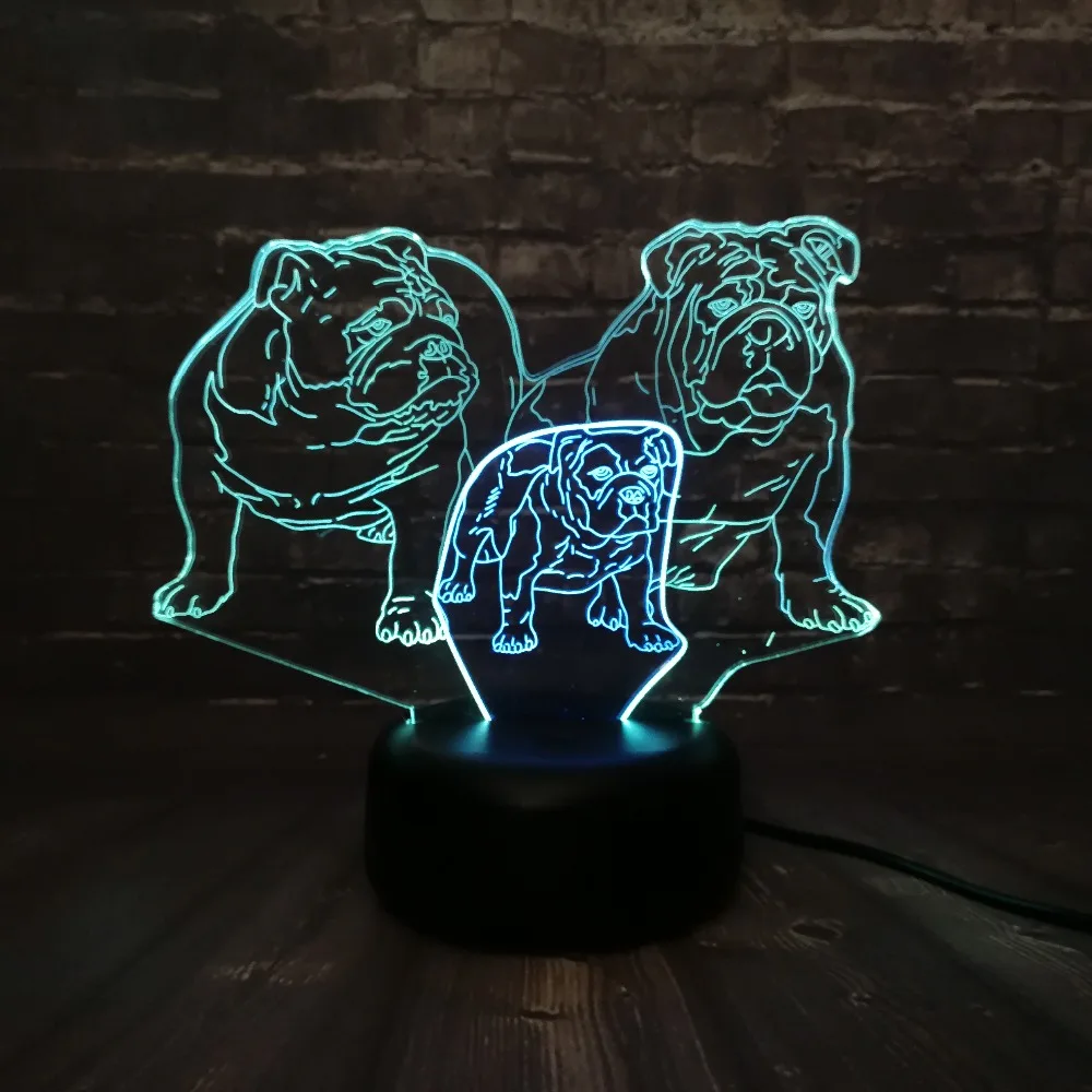 Bulldog Doggy family Mix двухцветная лампа Ночной светильник 3D LED для детей детский спальный