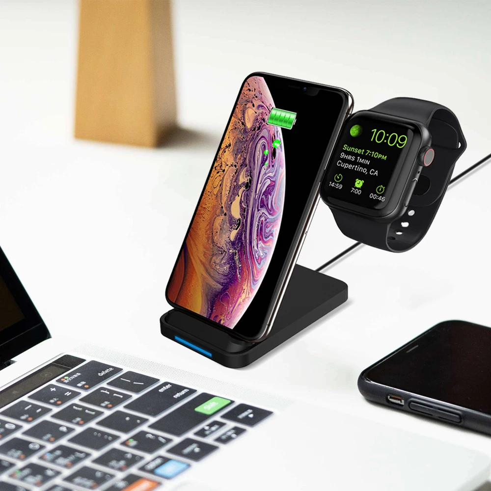 Protefeuille двойное Qi Беспроводное зарядное устройство 15 Вт держатель для Iphone Xs Max 8 Plus