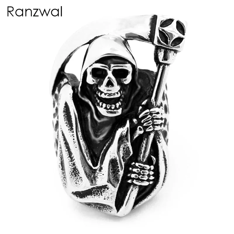 Ranzwal панк 316L кольца из нержавеющей стали для мужчин Готический Ад смерти череп