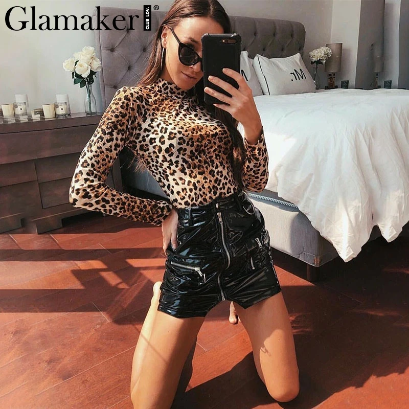 Женское облегающее боди с леопардовым принтом Glamaker повседневный комбинезон на