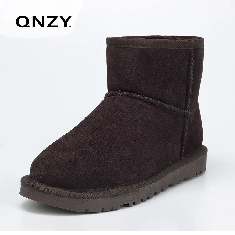 QNZY 100% real leather wool Snow boots Classic female inner sheep fur short Sheepskin winter warm breathable shoes woman | Обувь
