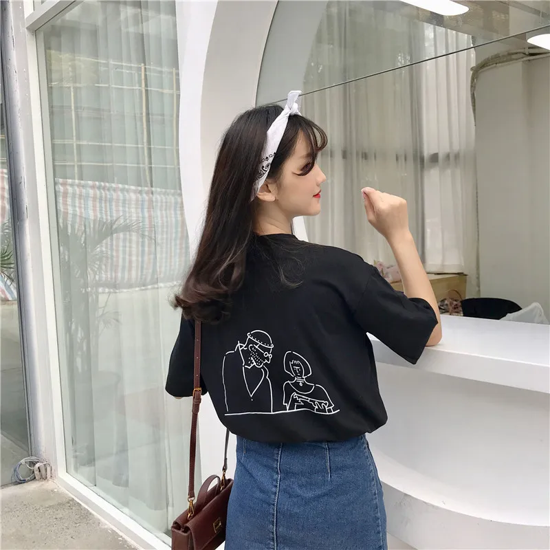 

Футболка с О-образным вырезом для девочек, Повседневная белая футболка большого размера с о-вырезом для девушек, 2018