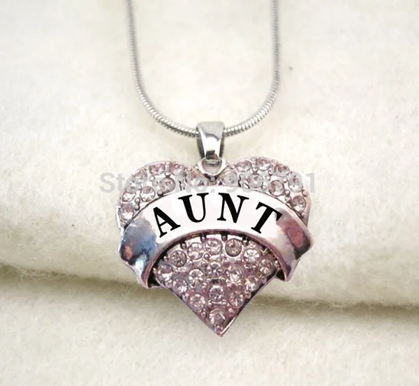 Модное ожерелье с кулоном в виде тети сердцем из кристаллов родиевым покрытием 50