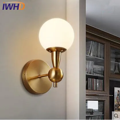IWHD Nordic LED Wall Light Concise Glass Ball Lampshade Bedside Lamp Fixtures LED Wall Sconce Stair Lights Arandela