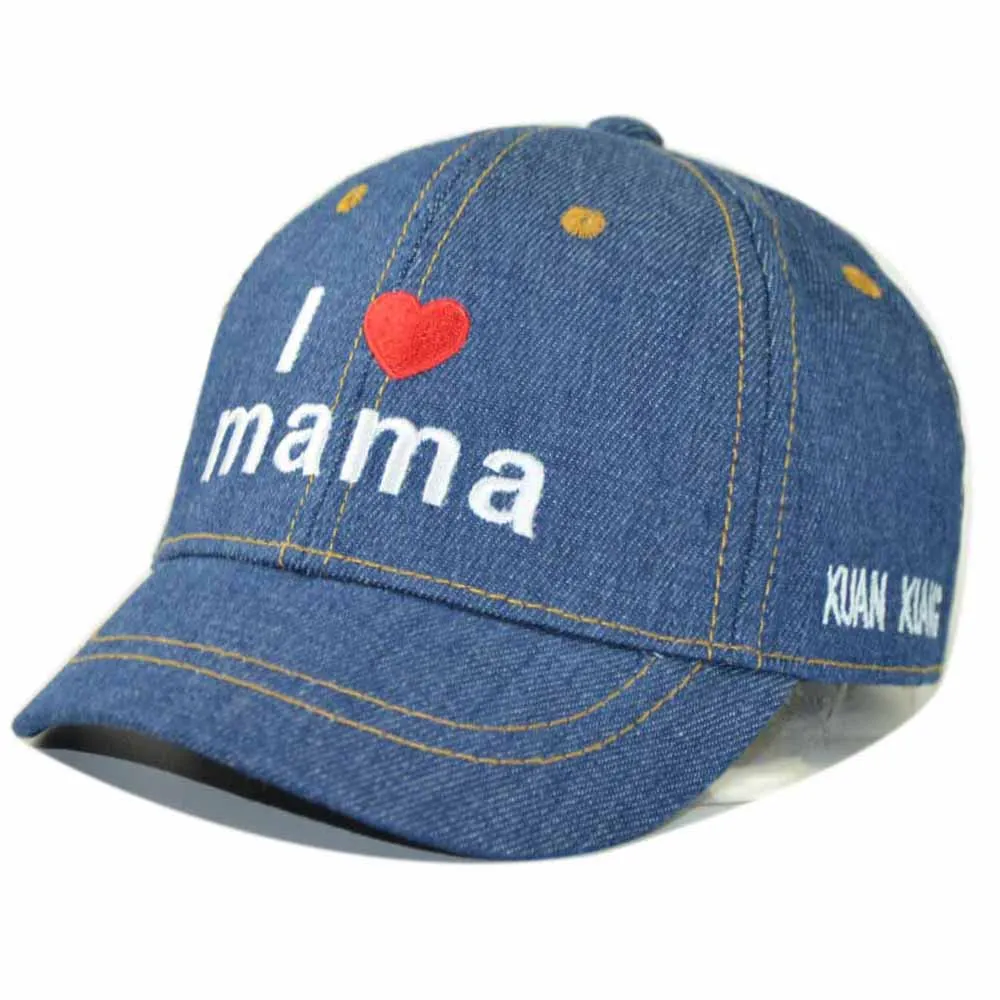 Детская кепка с надписью I love mama джинсовые бейсболки для девочек и мальчиков