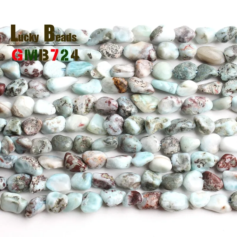 6-8mm Irregular Shape Natural Genuine Larimar Stone Beads for Jewelry Making 15inches DIY Bracelet | Украшения и аксессуары