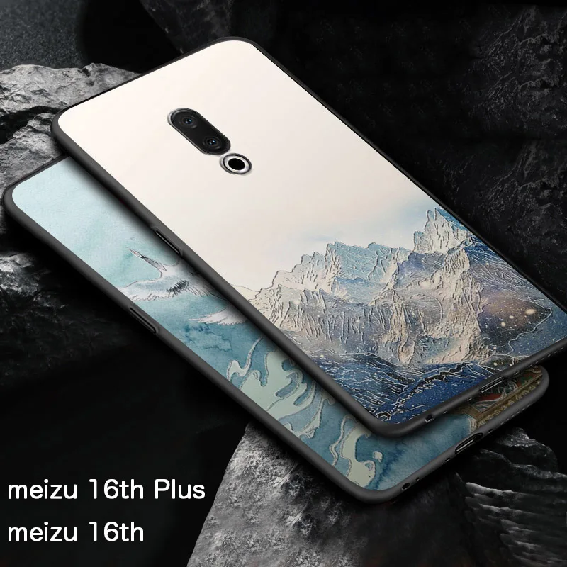 Рельефный Винтажный чехол в японском и восточном стиле для Meizu 16th Plus 16thplus Snow Mountain