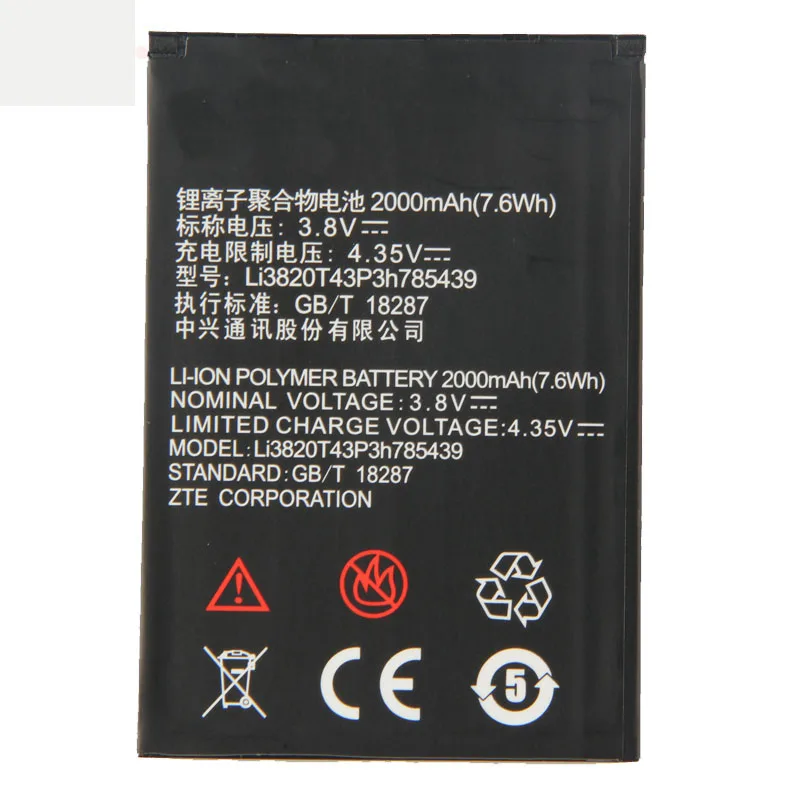Оригинальный аккумулятор для телефона Blade L3 ZTE Li3820T43P3h785439 2000 мАч|Аккумуляторы