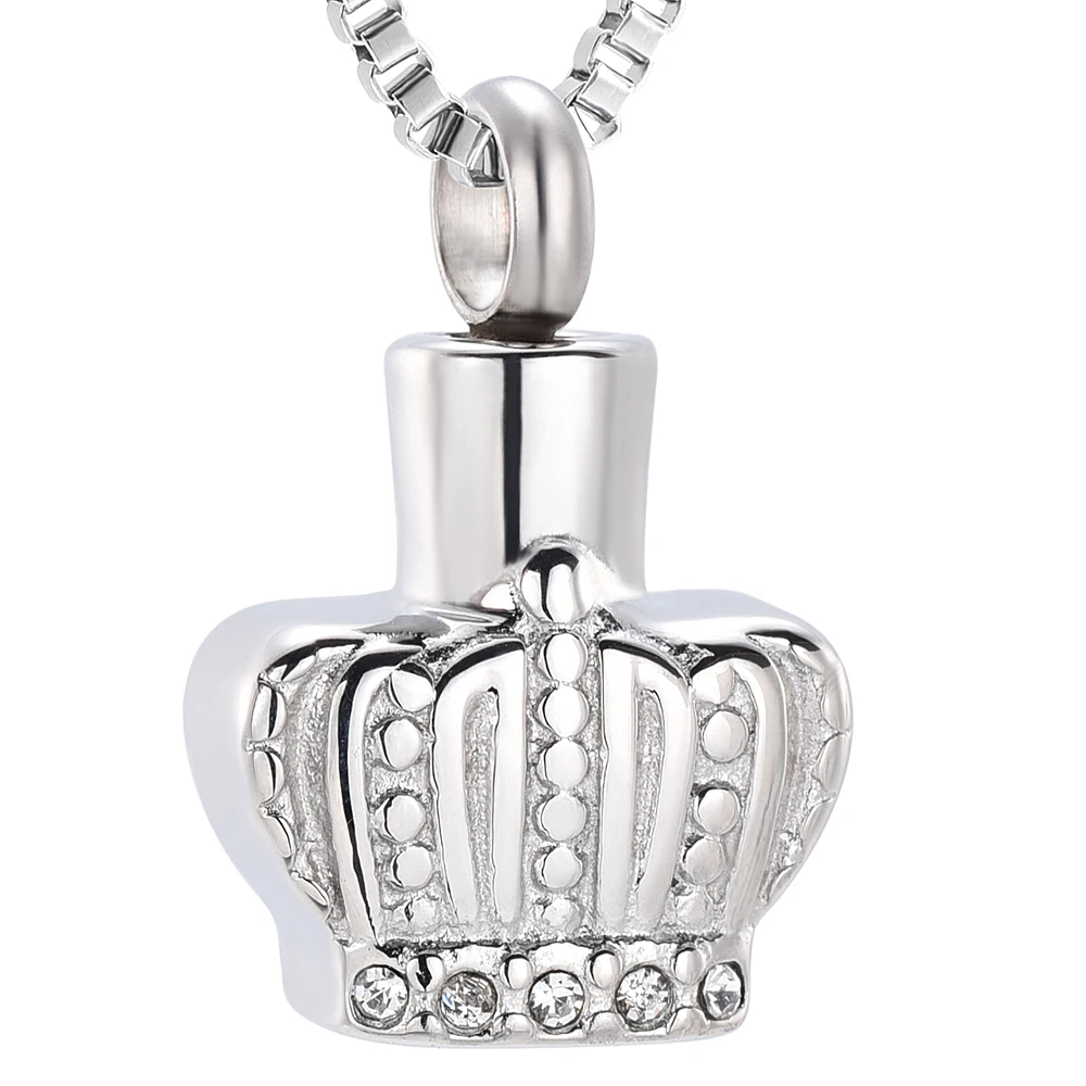 

Royal Crown Cremation Jewelry Urn Necklace Stainless Steel For Ashes Memorial Keepsake Pendant Gift for Men