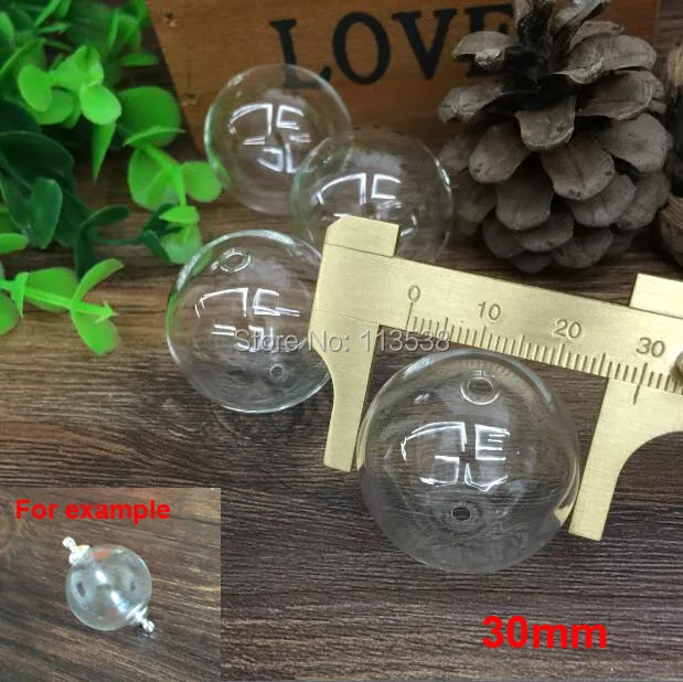 

Free ship 20pcs/lot 30mm diy clear round glass globe bubble with 2mm doulbe hole, glass vial, glass bottle, glass vials pendant