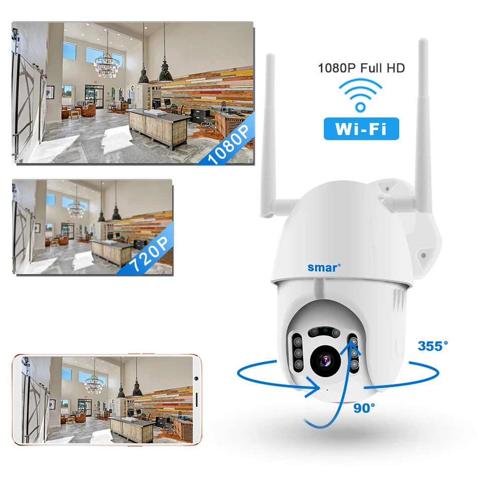 Smwifi камера наружная PTZ IP камера H.265X 1080p скорость CCTV камера безопасности s IP камера wifi Внешняя 2MP IR домашняя Surveilance