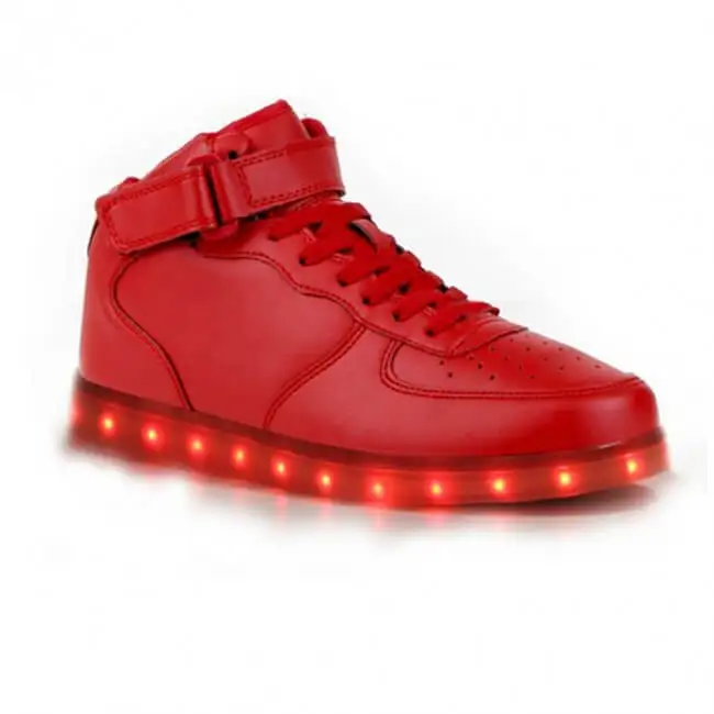 Обувь с подсветкой женская красная обувь высоким берцем и дистанционным