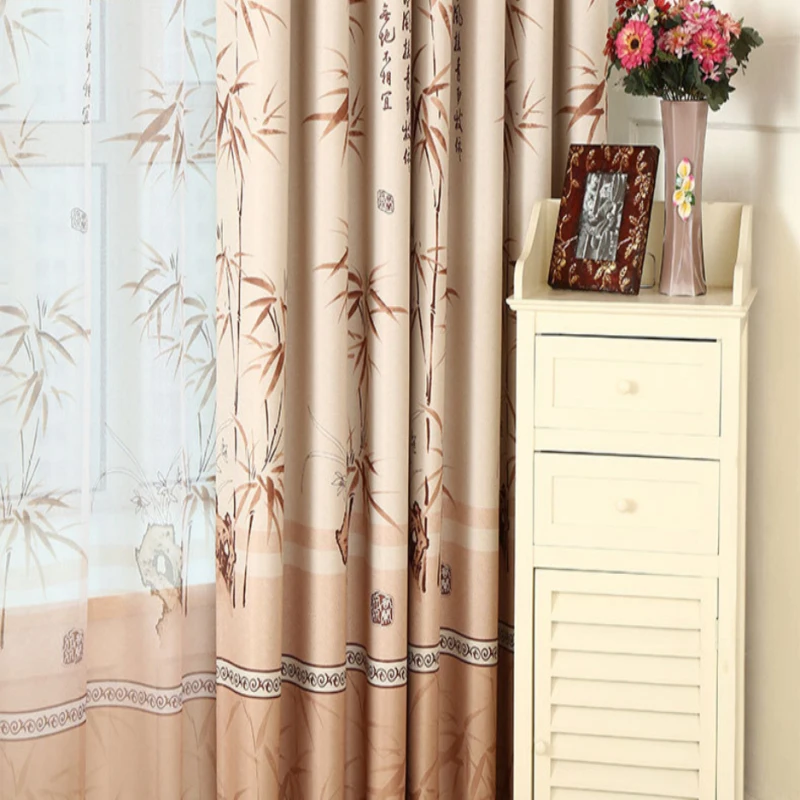 Бамбуковые занавески с принтом Вуаль Окно спальня тюль для гостиной китайские s