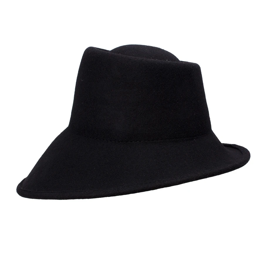 Lawliet шерсть женская шляпа с широкими полями Fedora специальная флоппи Женская фетровая наклонная Асимметричная Свадебная церковная шляпа T289