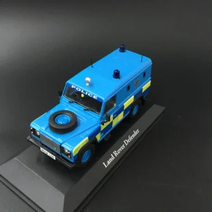 Новинка, литье под давлением, сплав, 1:43, синий, Полицейская машина, Land Rover Defender, сплав, модель автомобиля, домашняя коллекция, украшение, детские игрушки
