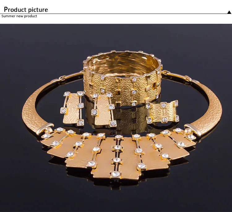 Модный комплект украшений для женщин золотого цвета ожерелье с бусинами серьги