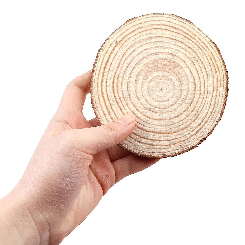 

3-7cm 5~10pieces Nature Pine Wood Chip Polished Base Handmake Craft With TreeBark Log Discs DIY Crafts Party Painting Decoration