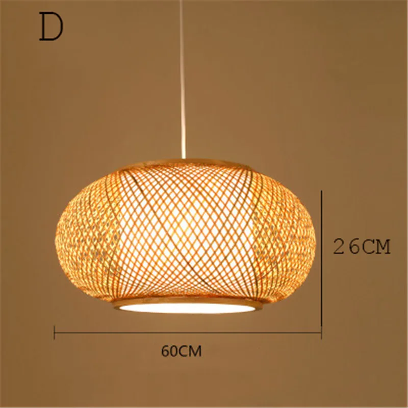 D 60CM Китайский бамбуковый светодиодный светильник для сада, ресторана, светодиодный подвесной светильник для отеля, фермы, чайный домик, фонарь, татами, Бамбуковая Подвесная лампа - Цвет корпуса: D 60CM