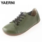 Женские туфли на плоской подошве YAERNI, из 100% натуральной кожи, на шнуровке, с закрытым носком, мокасины, женская обувь (5188-6)