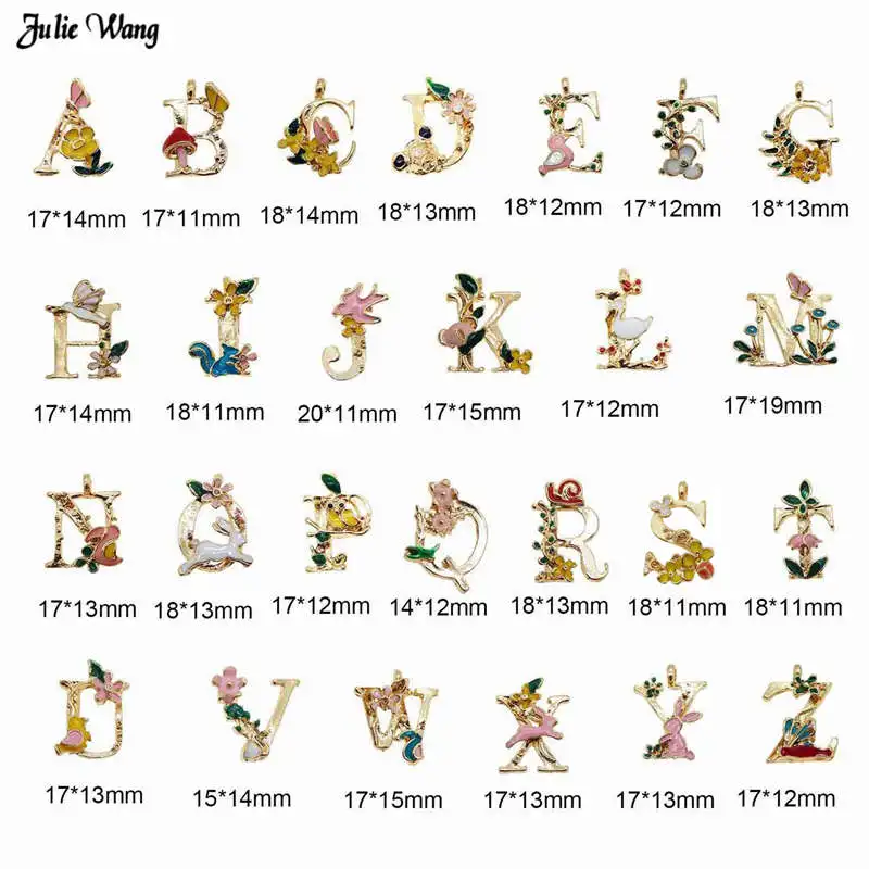 A-Z(26pcs) Сплав, эмаль, A-Z, 26 алфавит, очаровательный браслет с буквой, ожерелье, подвеска, брелок, сделай сам, фурнитура для дома, Рождественский Декор, подвесной аксессуар - Окраска металла: A-Z(26pcs)