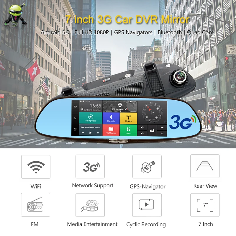 Бесплатная 16 ГБ карты junsun 7 дюймов 3 г автомобиля GPS навигации Android WI-FI DVR Камера