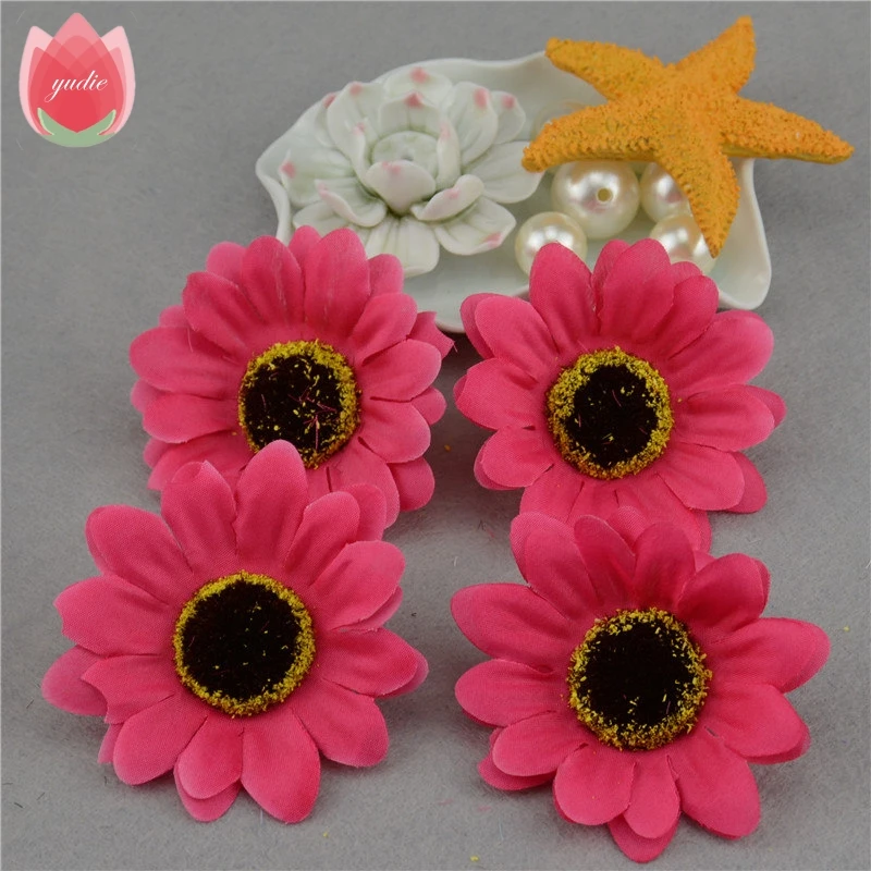 10 шт. большой Шелковый Подсолнух ручной работы искусственные головки цветов для свадебной коробки украшения DIY гирлянда декоративная флористика цветы - Цвет: rose red