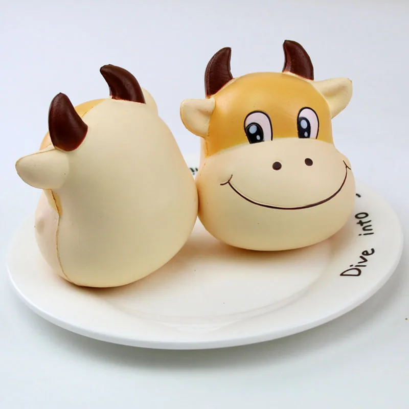 10 см Kawaii Милая голова коровы сжимаемая медленно поднимающаяся подвеска