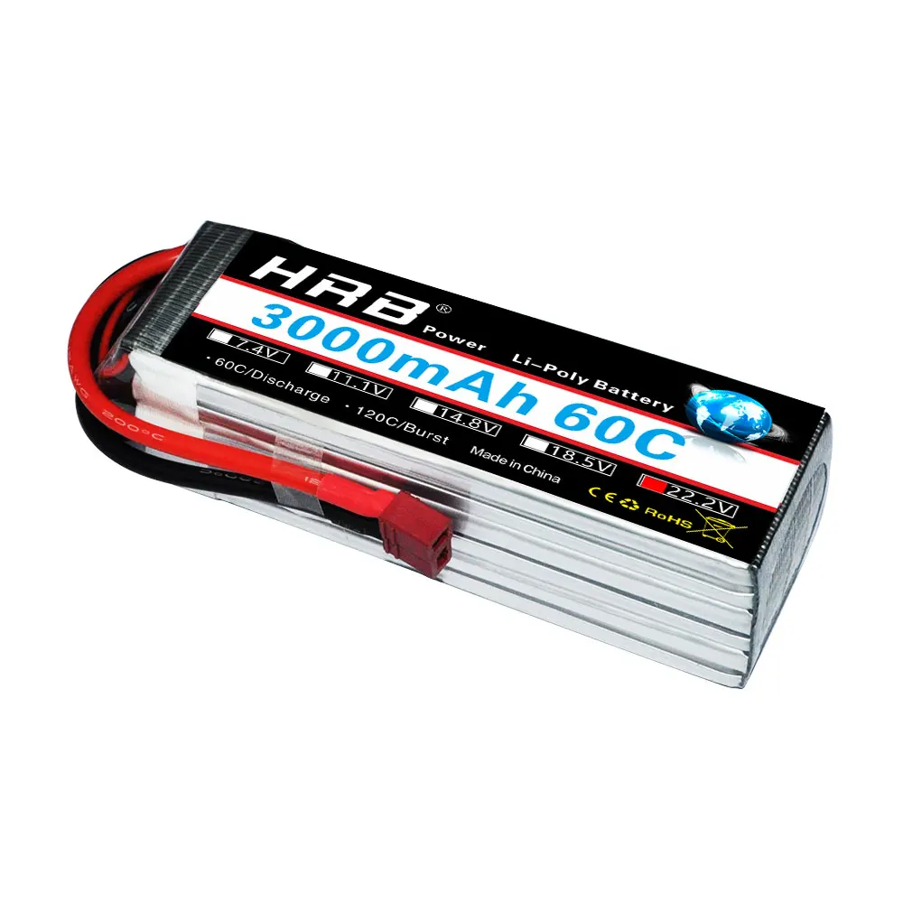 HRB Lipo 1S 2S 3S 4S 5S 6S батарея 3000mah 3,7 V 7,4 v 11,1 v 14,8 v 18,5 v 22,2 v 60C T TRX ремень для TRX Slash 4x4 самолет автомобиль Лодка