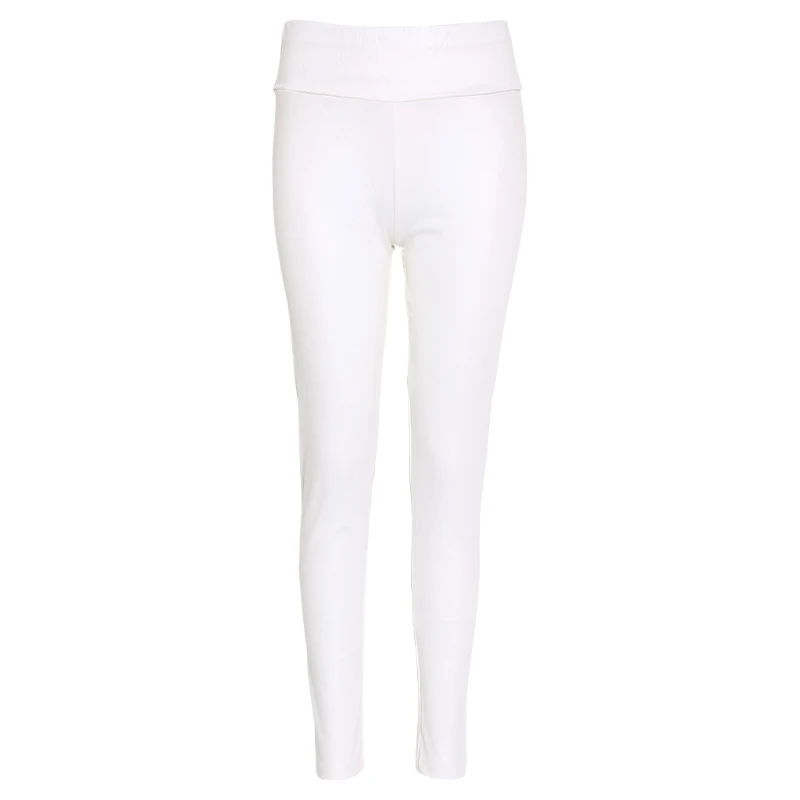 Женские Высокая Талия Искусственная кожа Стрейчевые узкие брюки блестящие