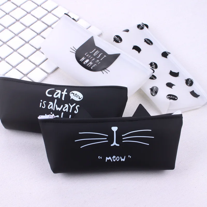 Cat Пенал силикагель школьные принадлежности BTS канцелярские подарок школе милый