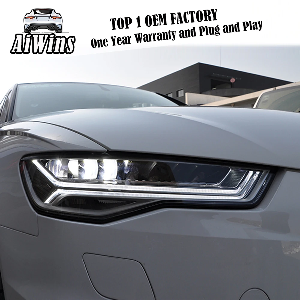 Aiwins для Audi A6 A6L C7 2012 2017 передние фары в сборе светодиодный DRL ангельские линзы