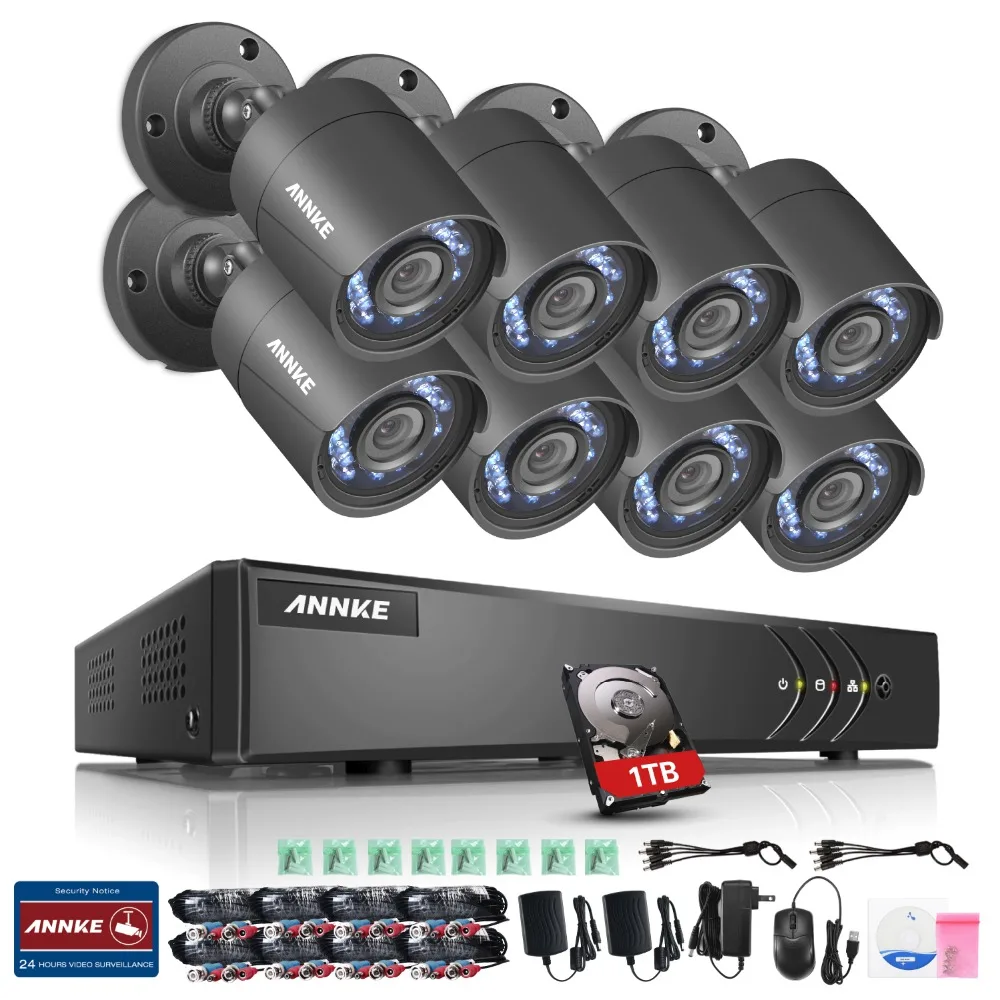 ANNKE 8CH система камеры безопасности 720 P 5в1 DVR перезаказ 8 шт. HD наружная видео
