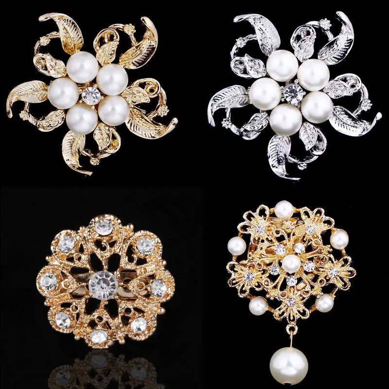 1 шт. модные броши Стразы в форме цветка с кристаллами для женщин и мужчин