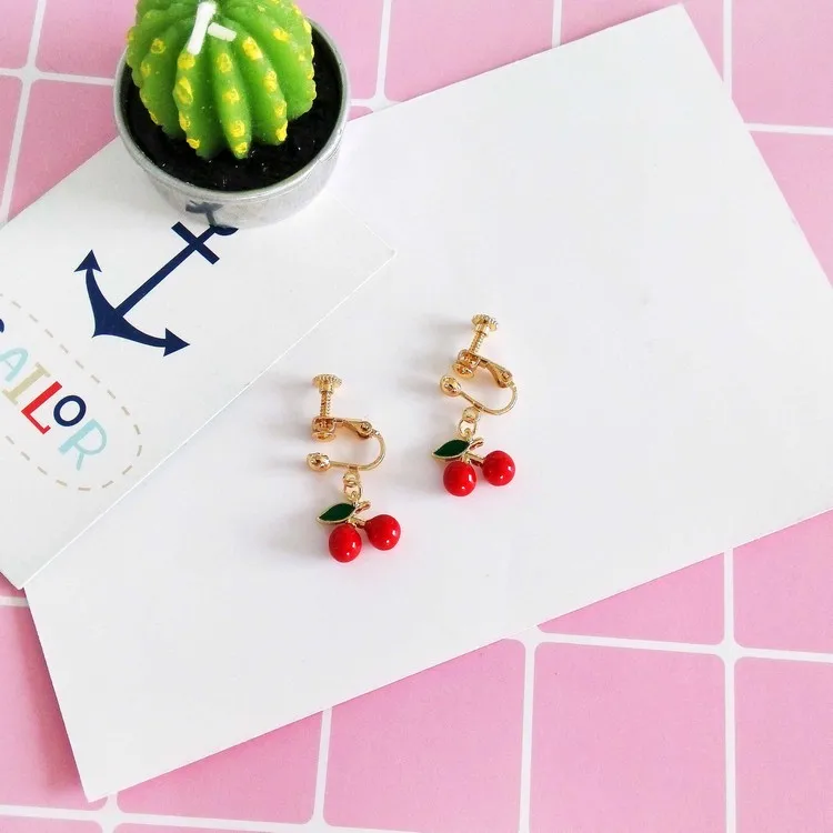 Милые маленькие серьги-вишни в форме ростков изысканные модные серьги для