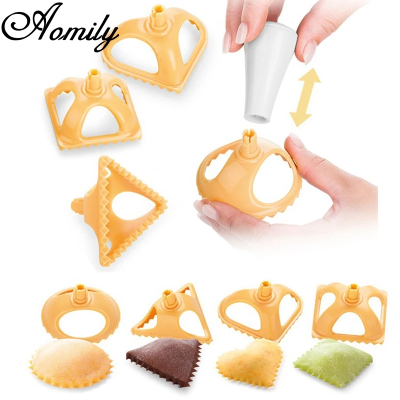 Aomily 4 шт./компл. DIY 3D Домашнего производства пельменей формы тесто пресс для пельмени фруктовые пироги для пресс-форм для печенья дома выпечка Пособия по кулинарии инструменты Кухонные принадлежности
