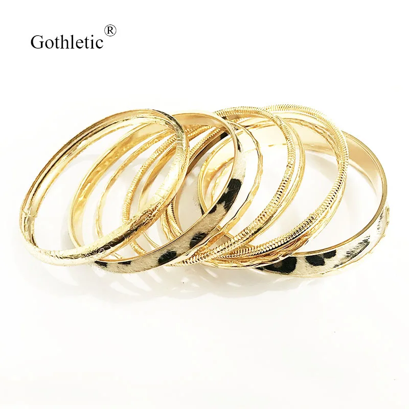 Готический стиль 10 шт./Лот золотой цвет текстура металлические браслеты и