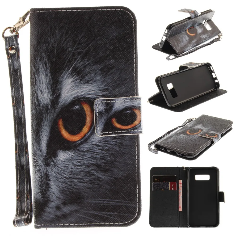 For Samsung Galaxy S8 S8Plus + Case Wallet Luxury Stand Cases PU Leather Flip Cover Cat Dog Tiger Wolf Lion Monkey Eagle | Мобильные