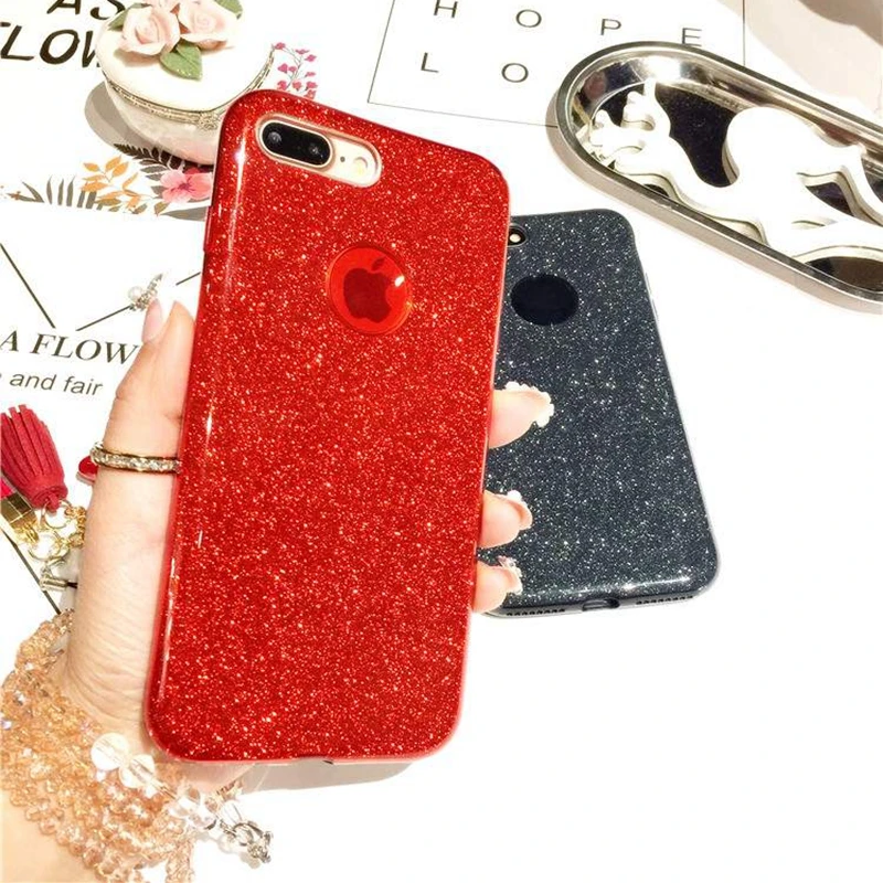 Чехол из поликарбоната+ ТПУ+ Блеск Блестящий Футляр для iphone 11 Pro XS макс 7 8, 6, 6S Plus, X XR 3 Слои Bling милый мягкий силиконовый чехол
