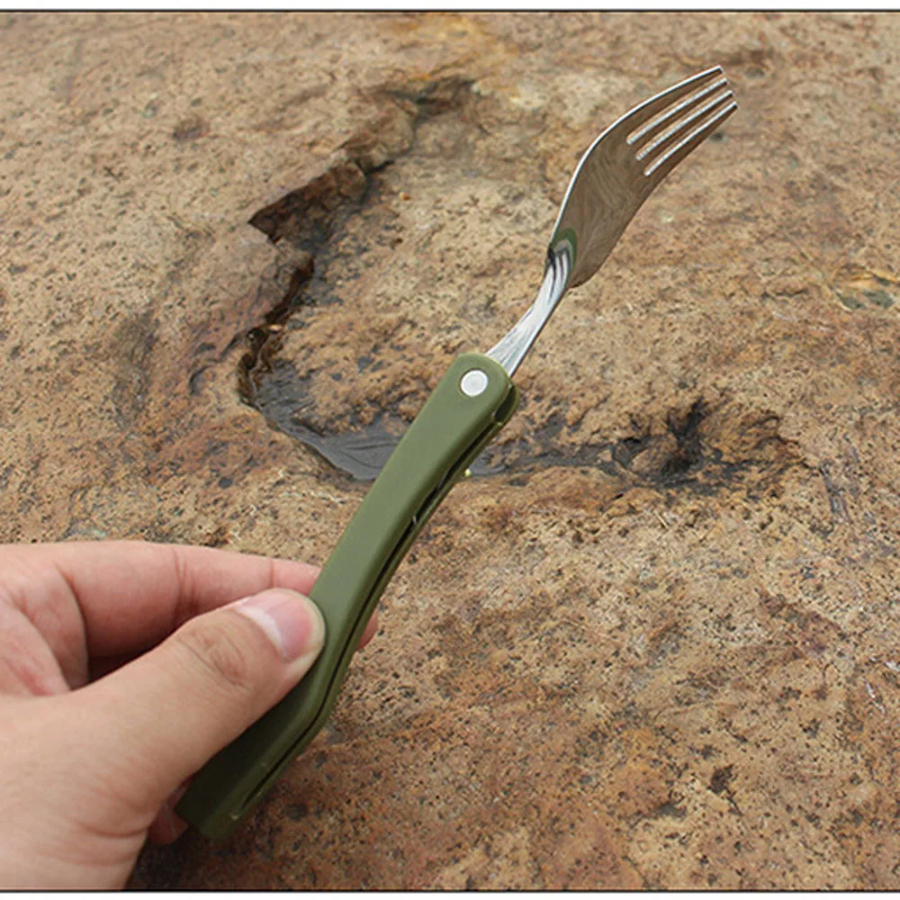 Портативные складные Трехкомпонентные столовые приборы из нержавеющей стали