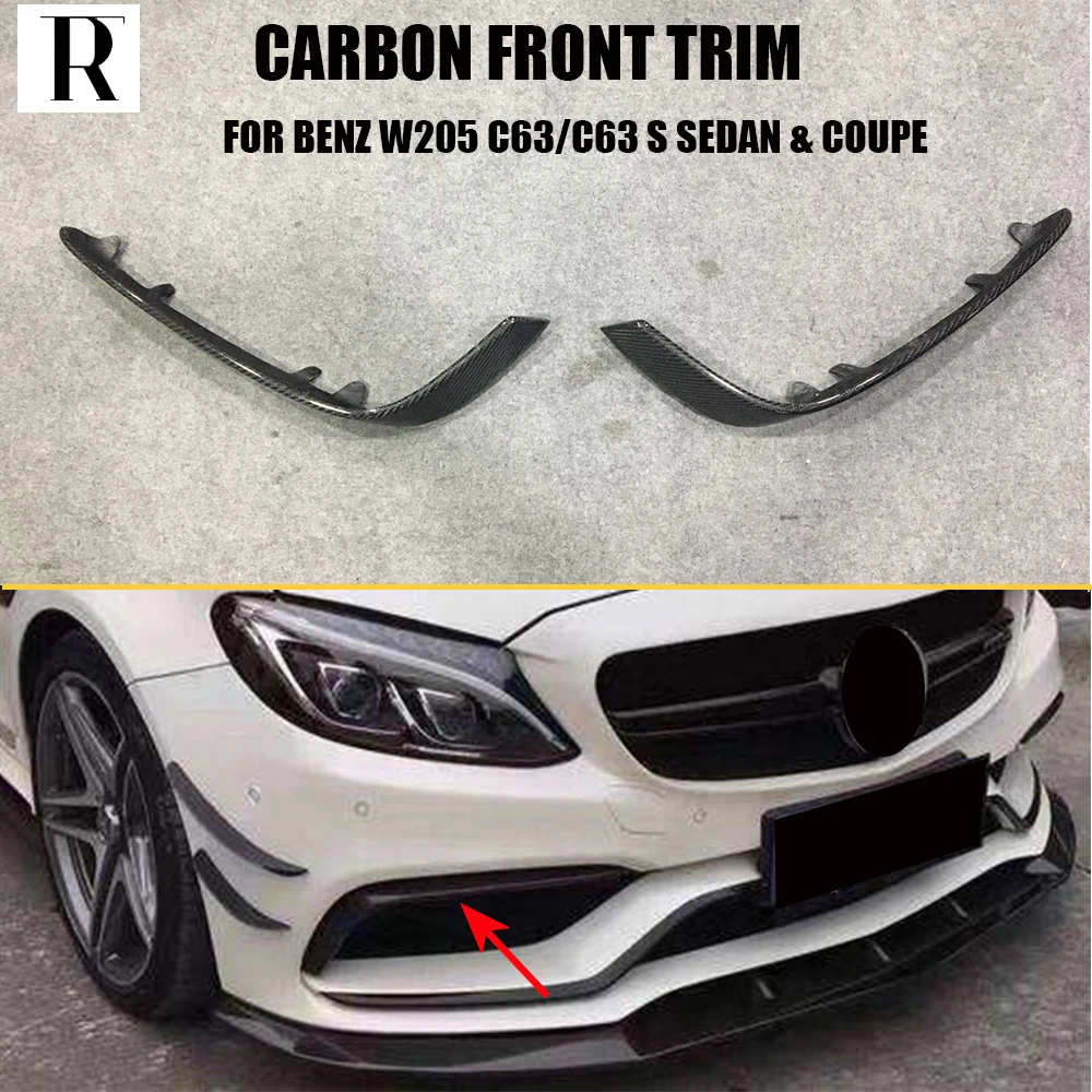 C63 верхний разветвитель переднего бампера из углеродного волокна для Benz W205 C205 S205 &