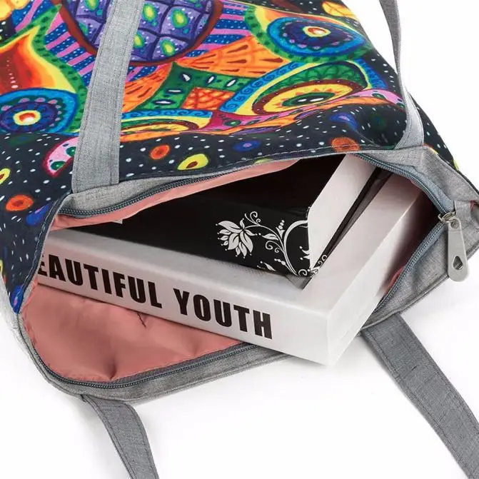 Сумки aelicy для девушек Холщовая Сумка с принтом Повседневная пляжная сумка