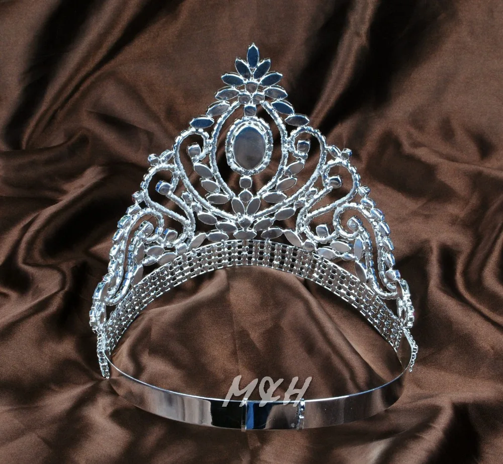 Тиара королевская принцесса 6 дюймов Цветочная диадема розовые и прозрачные