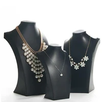 luxury black pu leather jewelry display necklaces bust pendants stand choker holder jewelry rack show 3 options model