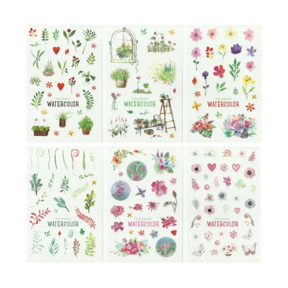 

Hot Sale 6 pcs/pack Green Cactus Plant Flower Stickers Scrapbooking Diary Stationery Album DIY Home fridges Decoration #279613