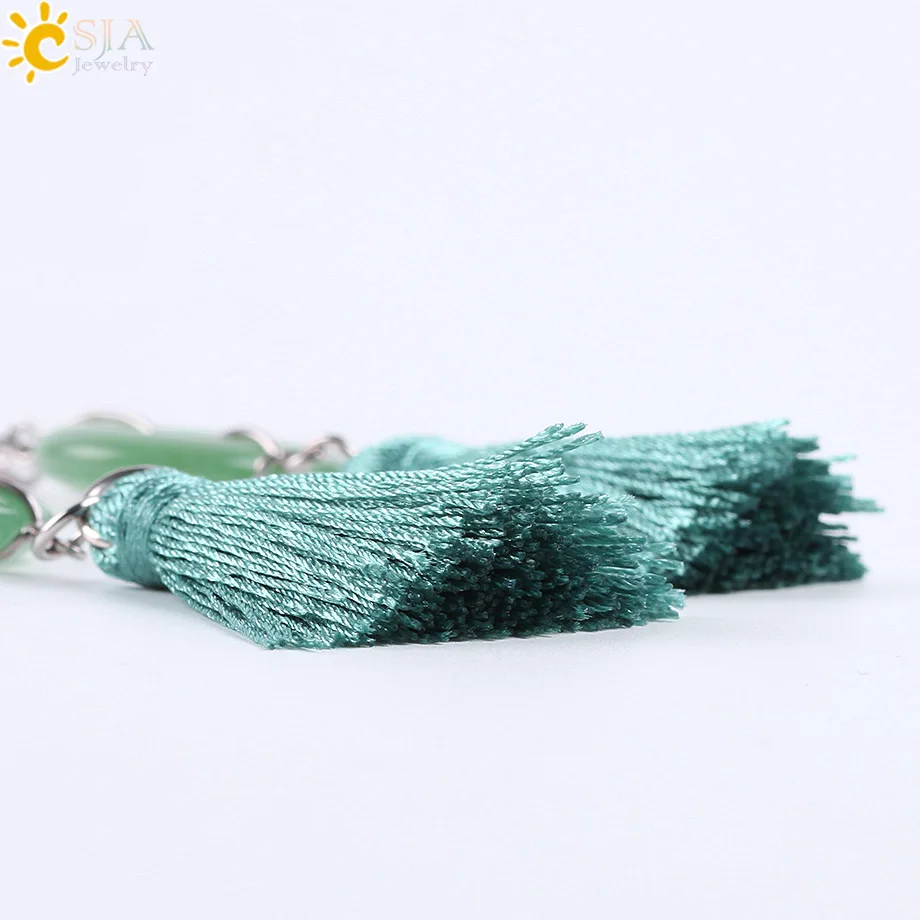 Женские длинные серьги CSJA в этническом стиле из шелка с кисточками Круглые