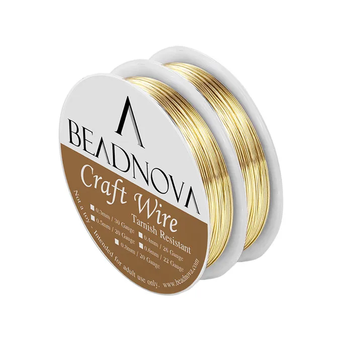 Gold-26Gauge-10M Beadnova 26/22/20 калибра потускнения голой Медный провод для изготовления ювелирных изделий(2 рулона пакет - Цвет: Gold-26Gauge-10M