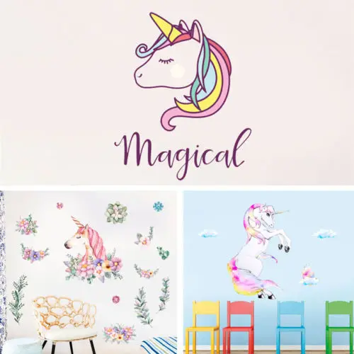 Домашние единороги Животные ПВХ наклейки на стену гостиная спальня наклейка DIY